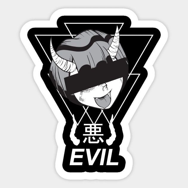 Evil Anime Girl Japanese Aesthetic EGirl Otaku Sticker by wbdesignz